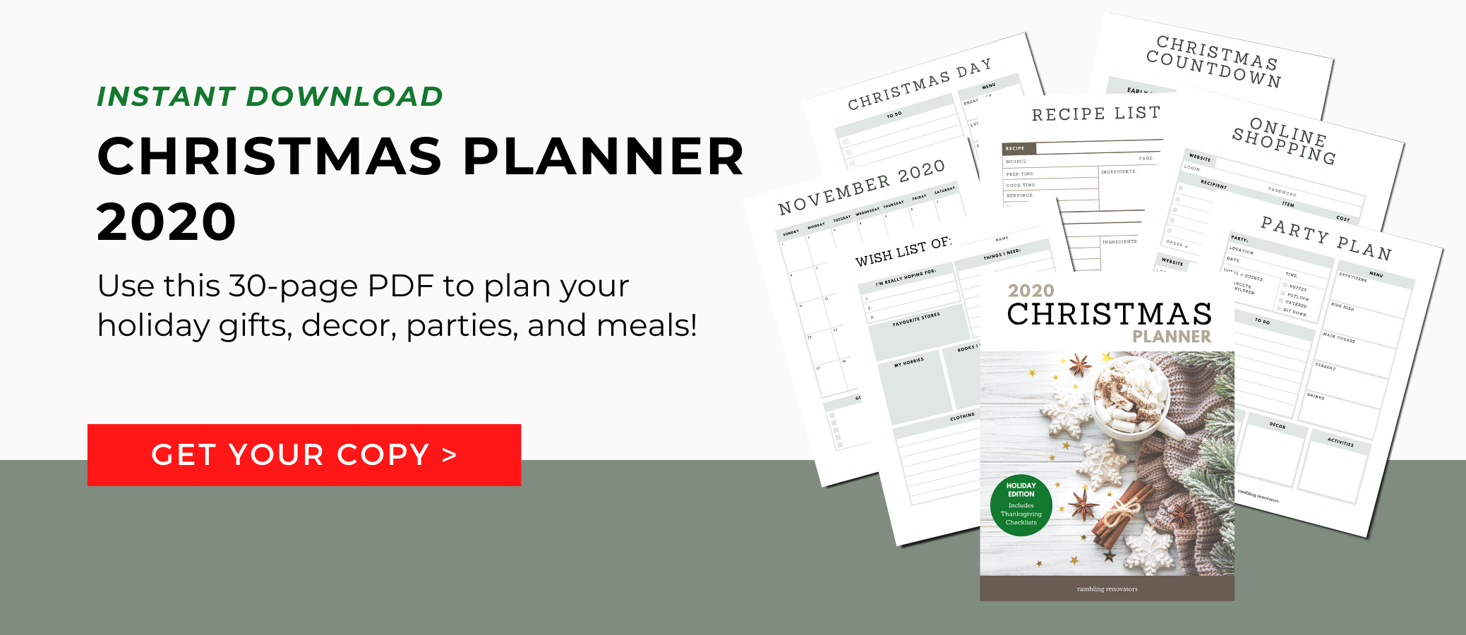 christmas organizer 2020, holiday planner