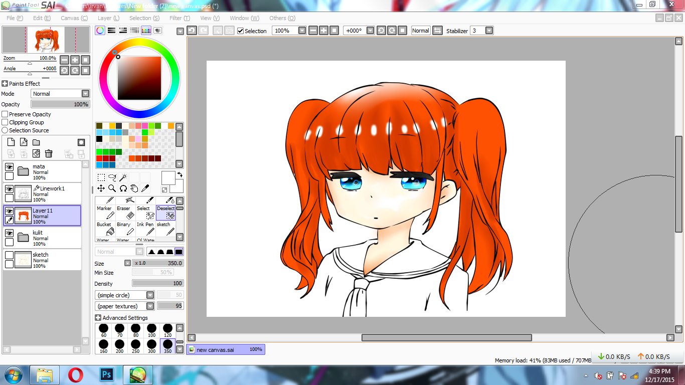 Paint tool SAI Tutorial : Cara Mewarnai rambut Anime 