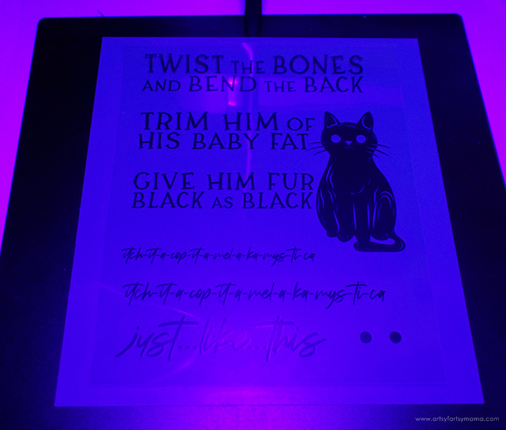 Stenciled Hocus Pocus Binx Cat Spell Sign