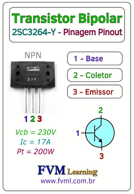 Datasheet-Pinagem-Pinout-transistor-potência-NPN-2SC3264-Y-Características-Substituição-fvml