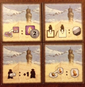 different bonus tiles from the board game Il Vecchio