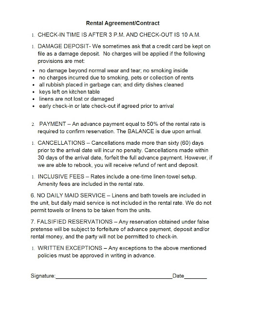 Rental Agreement Format Template