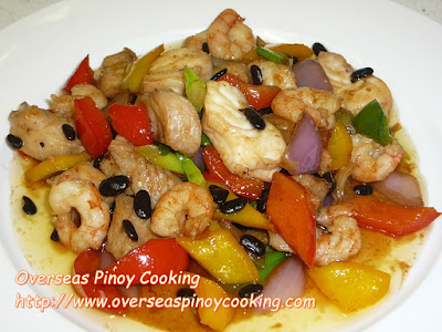 Fish and Shrimp with Black Beans Stirfry