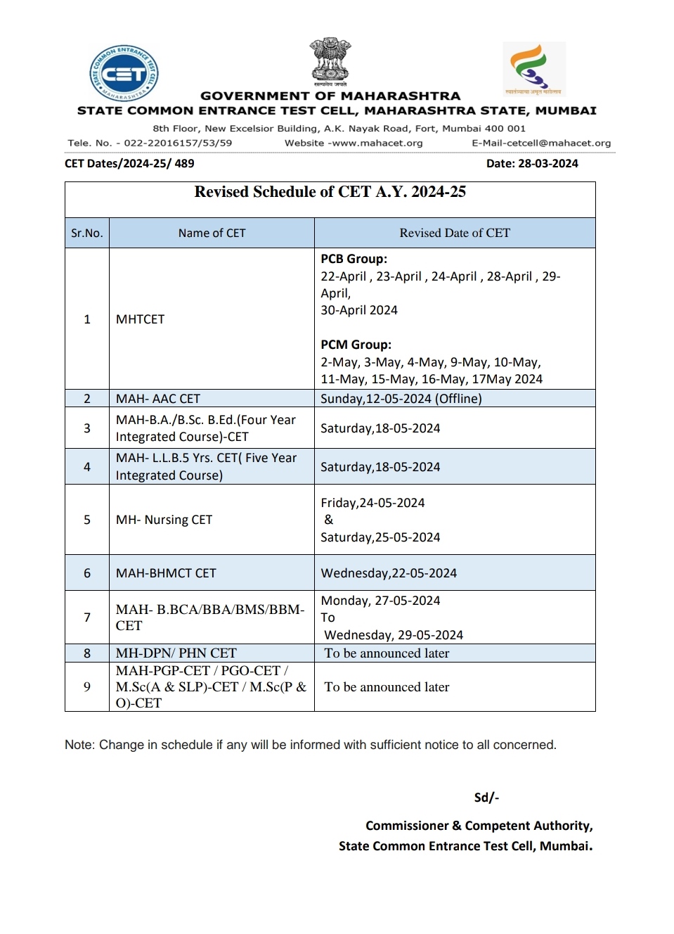 MHTCET Exam 2024 admit card Download PDF (PCM & PCB Group) MHTCET