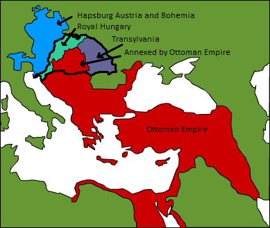 The partition of Hungary after the Battle of Mohacs (1526)