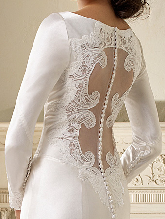 The upper back of the copy of Bella's gown designed by Alfred Angelo for