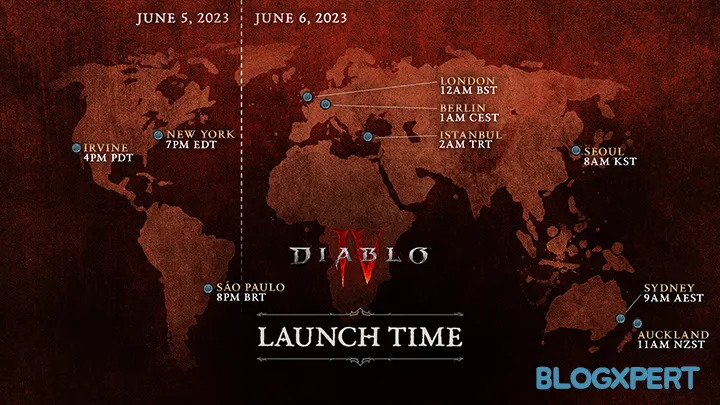 Cronograma mundial del lanzamiento de Diablo IV