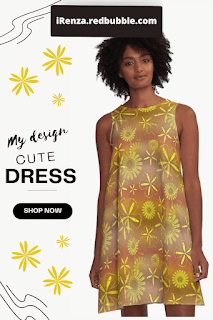 Yellow flowers on brown Dress.