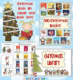 Christmas Book Bin Labels and Book Lists for Classroom Library