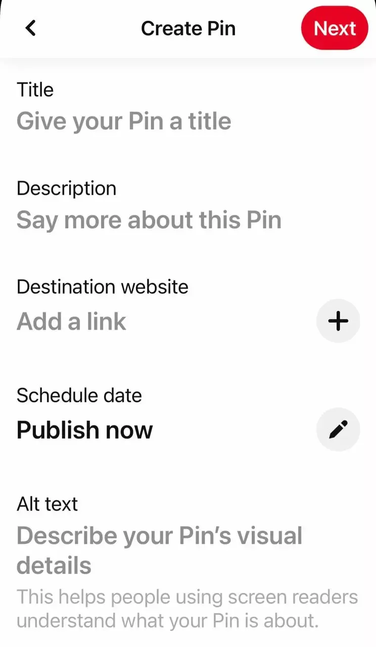 Pinterest Pin Creation Process - Mobile