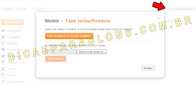 Fazer backup ou colocar template