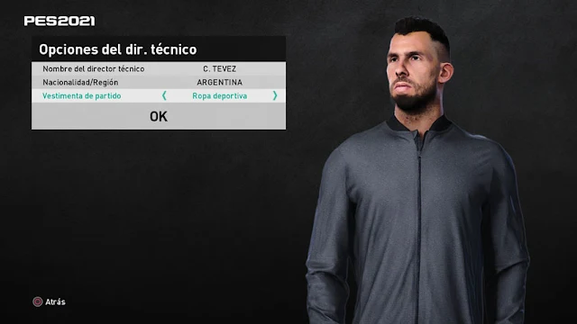 Carlos Tevez Manager Face For eFootball PES 2021