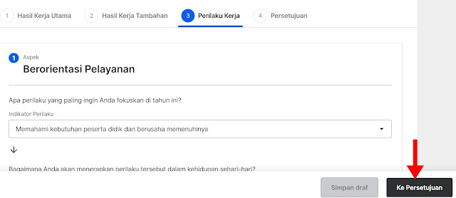 Cek Perilaku Kerja, kemudian klik Ke Persetujuan !