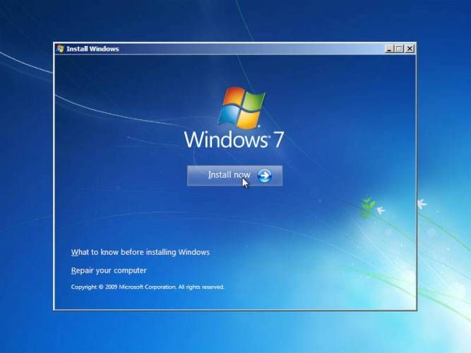 cara instal windows 7 mulai