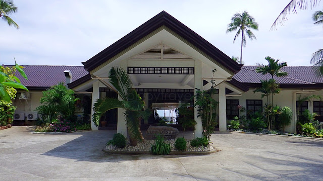 façade and foyer of the main building at Kuting Reef Resort and Spa in Macrohon Southern Leyte