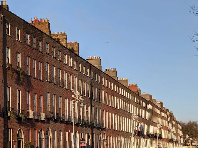 Row of Georgian buildings in Dublin in February