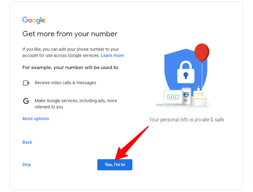 How to make new gmail account step 7