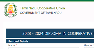 Tamil Nadu Cooperative Union - Diploma in Cooperative Management Course- Admission Notification - 2023-2024 - PDF