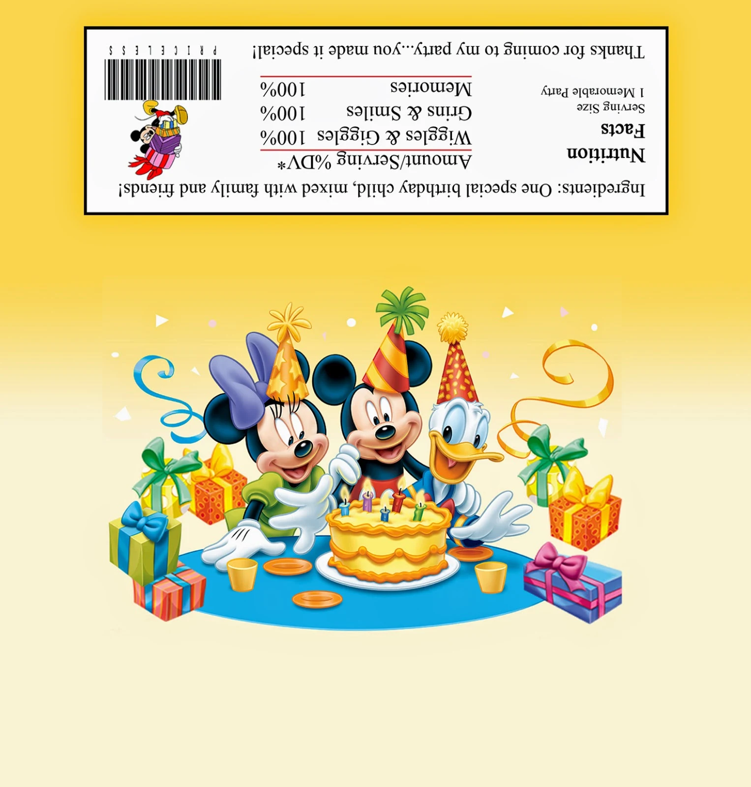 Mickey, Minnie and Donald: Free Printable Chocolate Wrapper.