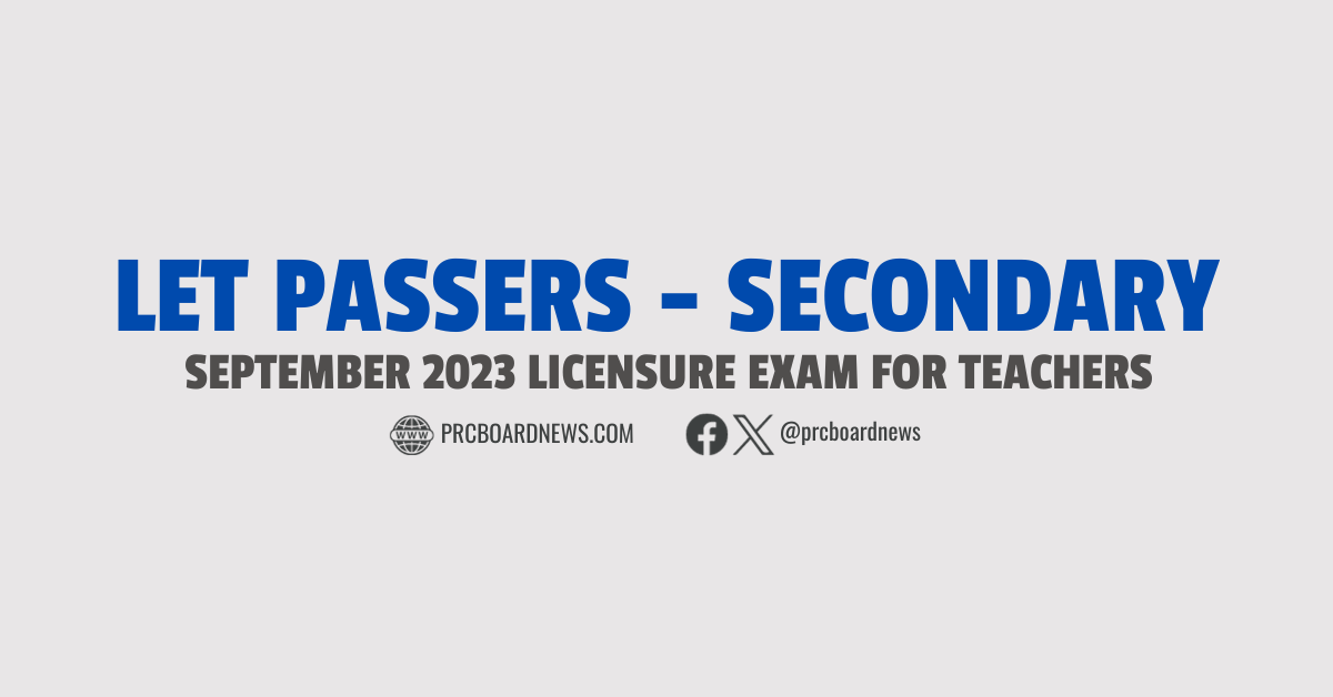 LET Result September 2023 Secondary Level list of passers