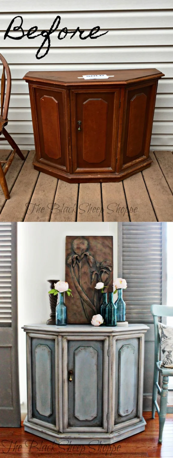 Before and after. Learn how to transform thriftstore furniture with paint. #diy