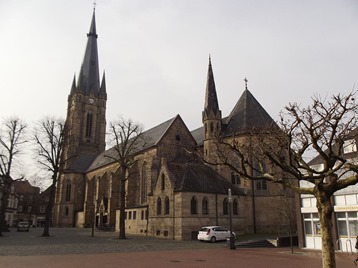 Wikipedia Commons photo, Author: NordhornerII, The Catholic church in Emsdetten, 2 Apr 2014, source: own work.