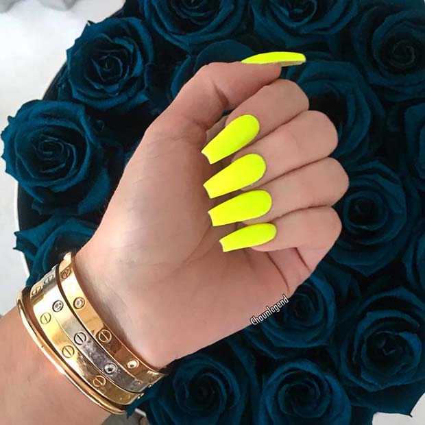 Sunny Yellow Coffin Nail