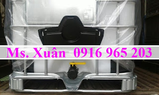 Bồn nhựa trắng 1000 lít có khung thép, tank ibc 1000 lít