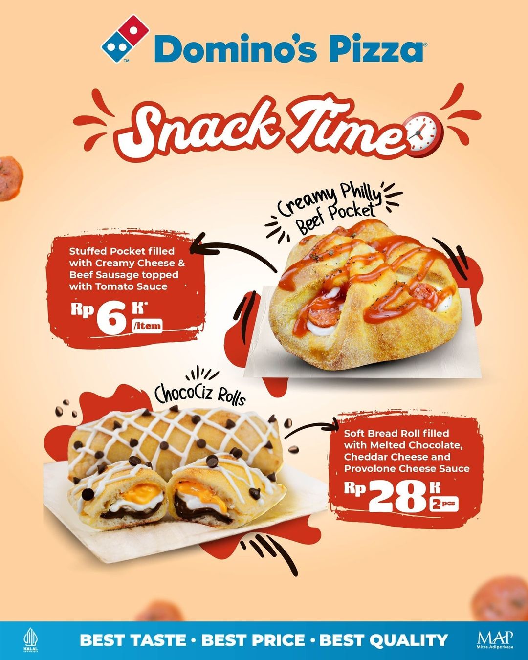 DOMINO’S PIZZA Promo SNACK TIME – Harga Menu mulai 6Ribu