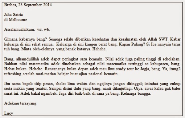 Surat Pribadi Untuk Saudara (Adik)