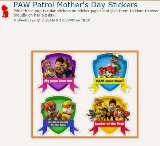 Paw Patrol o Patrulla Canina: Stickers o Pegatinas para el Día de la Madre para Imprimir Gratis. 