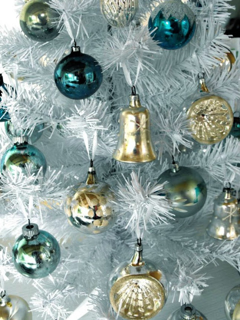 Vintage blue and silver Christmas tree decorations