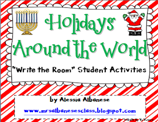 http://www.teacherspayteachers.com/Product/Write-the-Room-Literacy-Centre-Holidays-Around-the-World-1004968