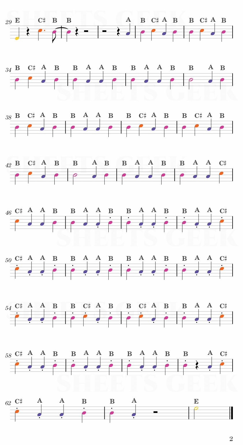 Closer - The Chainsmokers Easy Sheet Music Free for piano, keyboard, flute, violin, sax, cello page 2