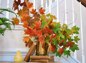 Fall Autumn Entryway Foyer Vignette Leaves