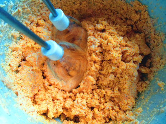 dry ingredients mixed with wet ingredients