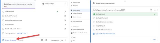 compito con quiz di google classroom