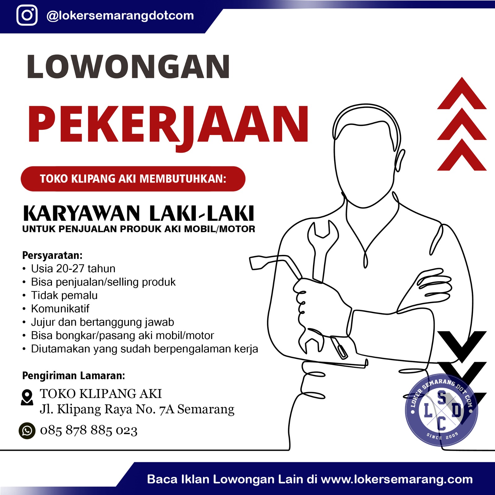 Loker Karyawan Laki-Laki di Toko Klipang Aki Semarang