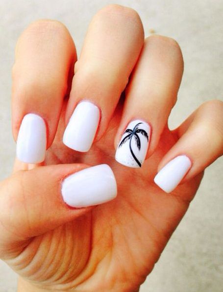 white minimalist nail art design