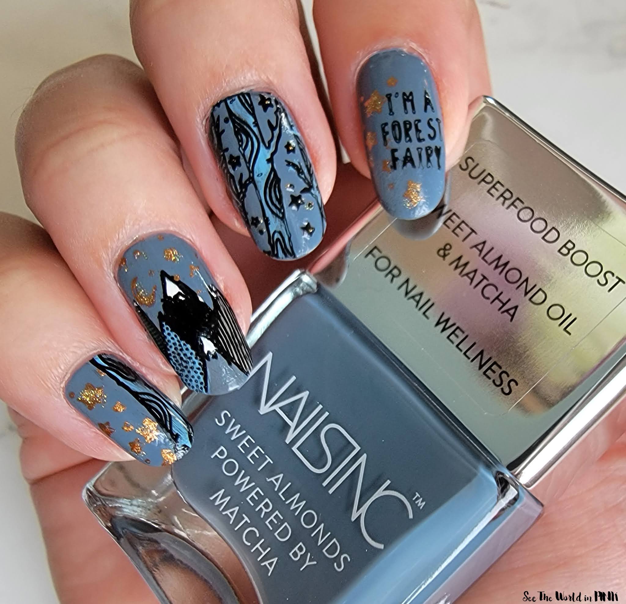 Manicure Monday - Stamped Fall Mountain Nails