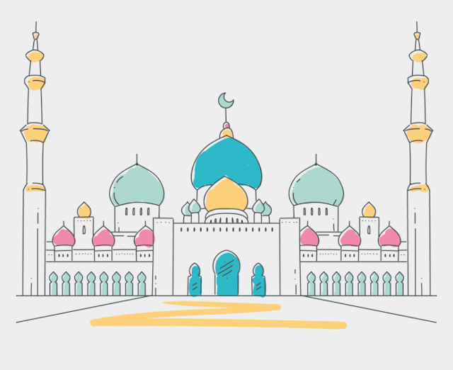 Sketsa gambar mewarnai masjid
