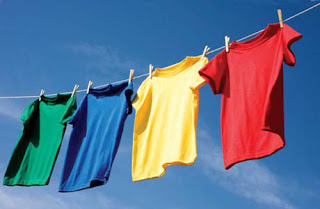 colourful t shirts on a washing line