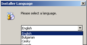 Language choice dialog displaying text-only choices