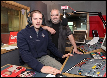 DKane 280610
Repro Free No Charge
Daniel Goulding with DJ Victor Barry in the Red FM Studio.
Pic Darragh Kane