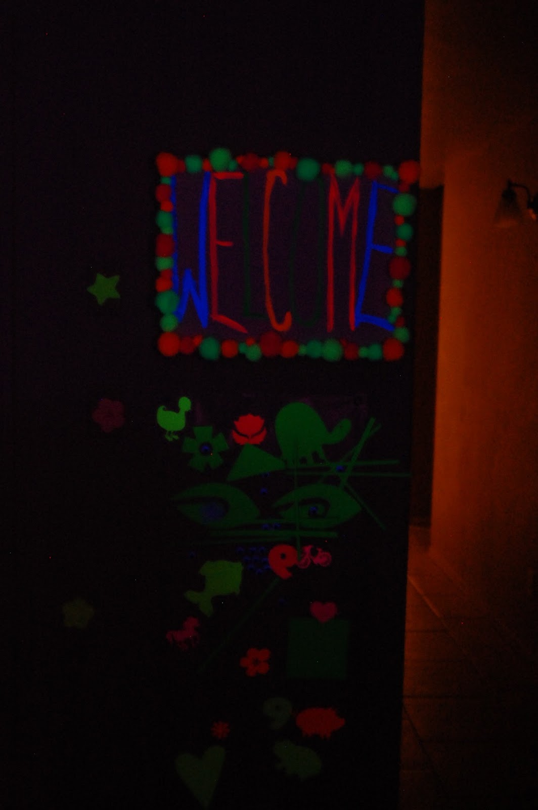 There was clear contact paper on the walls and then tons of neon ...