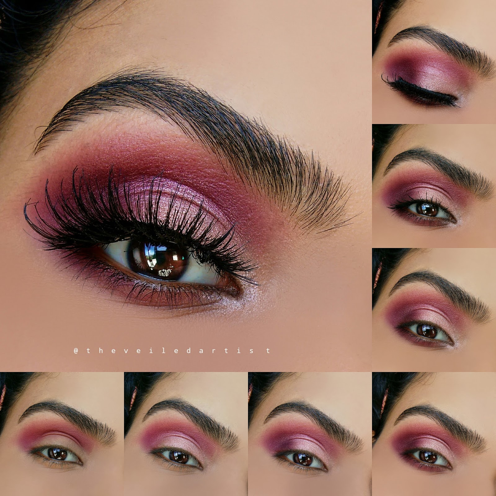 Romantic Shimmery Pink And Burgundy Smokey Eyes Tutorial Fall