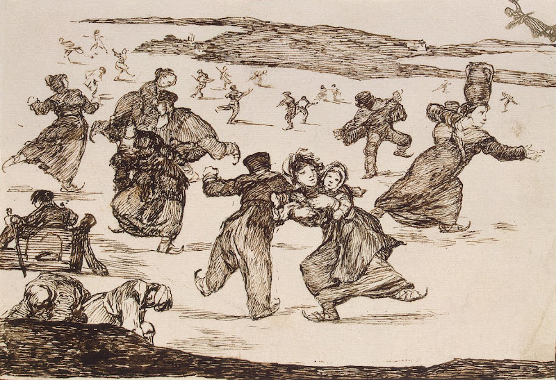 Skaters by Francisco Goya - Genre Drawings from Hermitage Museum