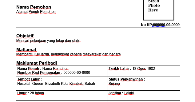 Contoh Resume CV Untuk Guru 2016 - Contoh Resume CV Guru 