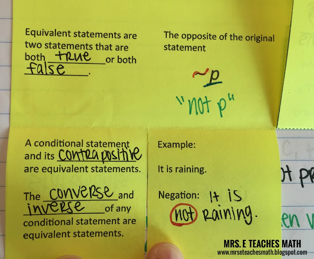 Mrs. E Teaches Math:  Conditional Statements Interactive Notebook Page for Geometry  |  http://mrseteachesmath.blogspot.com/