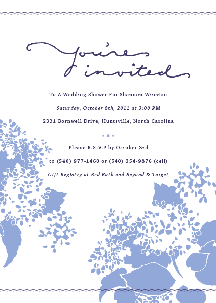 Handdrawn floral wedding shower invitation